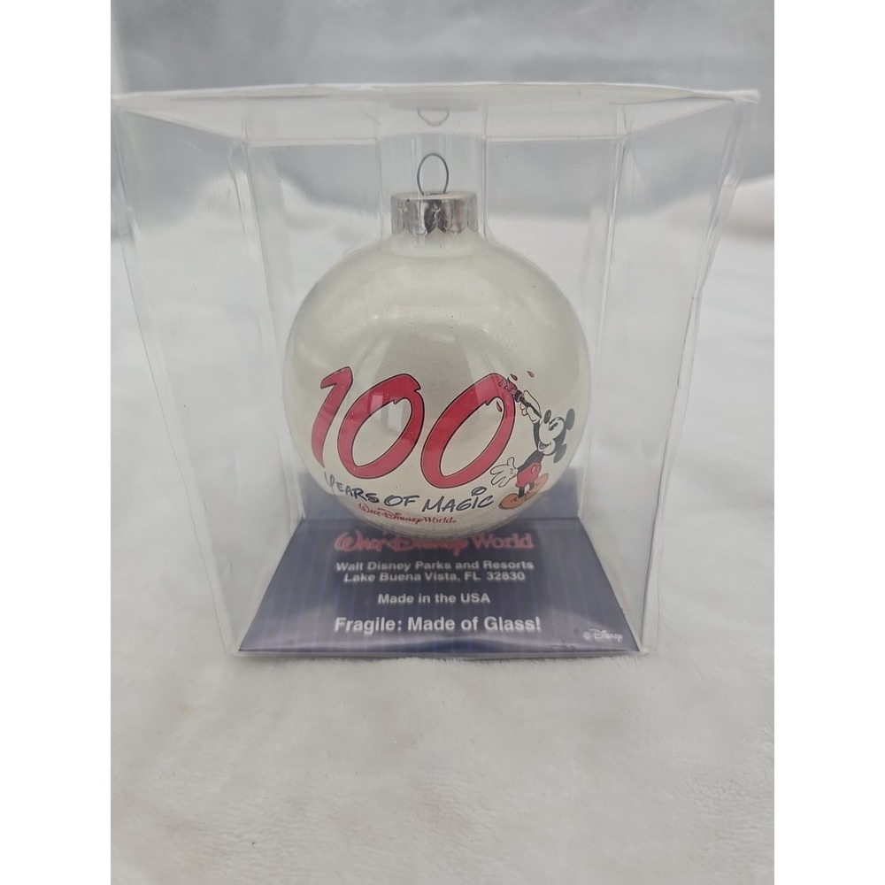 Walt Disney World Christmas Glass Ornament‎ 100 Years Of Magic Vintage 3"